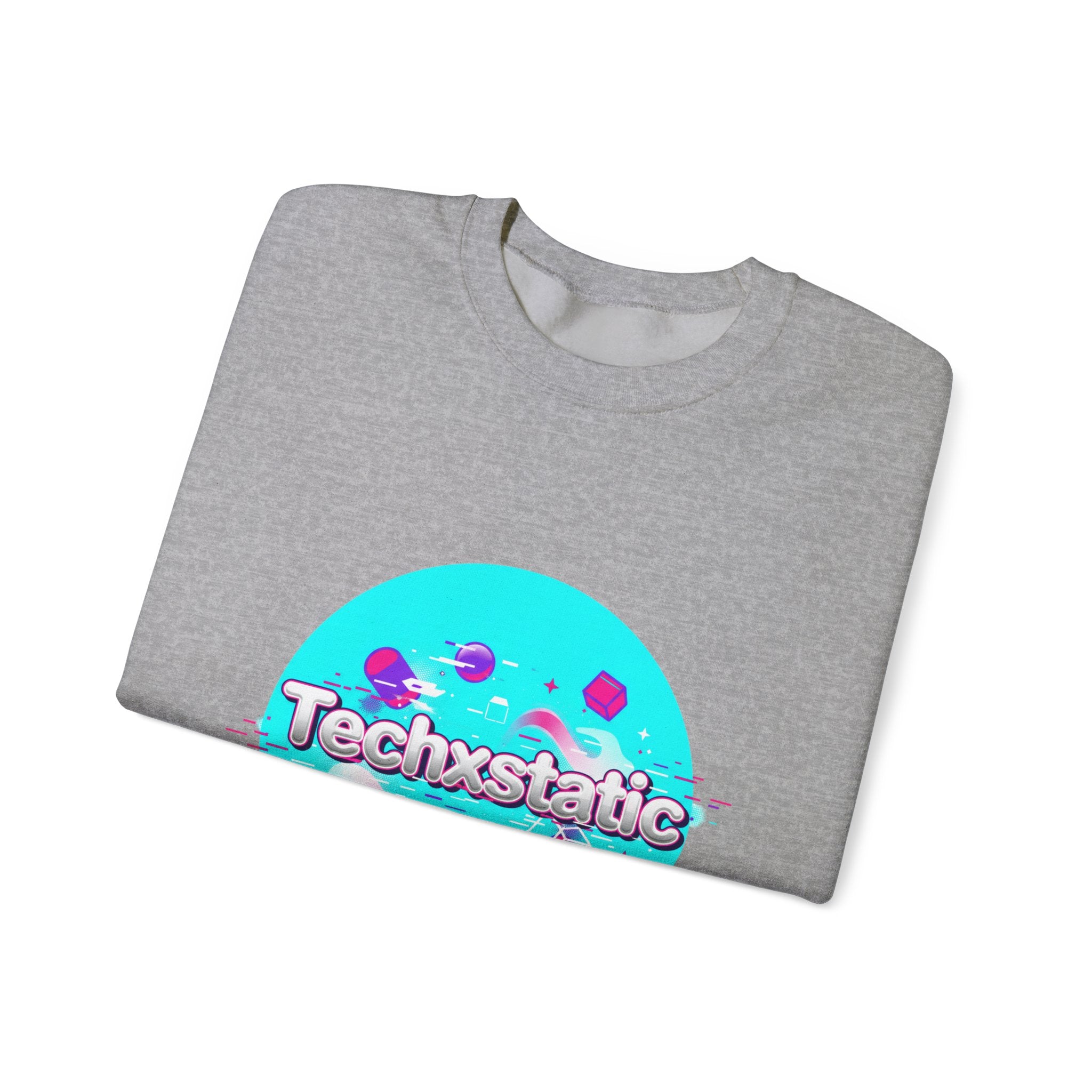 Techxstatic Chrome Logo Crewneck Sweatshirt | Y2K cyber holo aesthetic