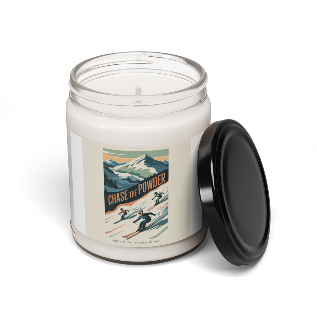 Chase the Powder Soy Candle — 9oz Scented Jar (Ski Adventure Vintage Label)