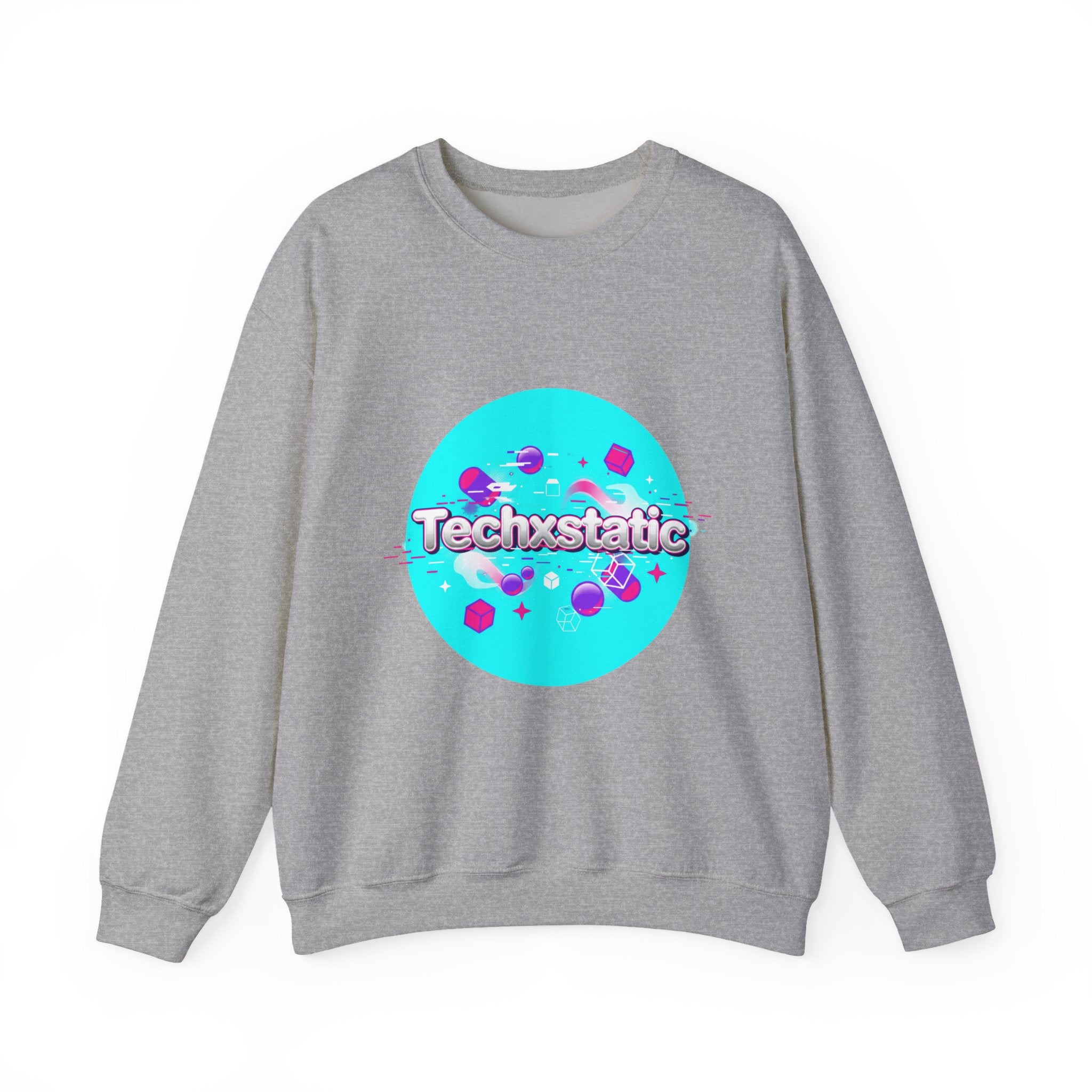 Techxstatic Chrome Logo Crewneck Sweatshirt | Y2K cyber holo aesthetic