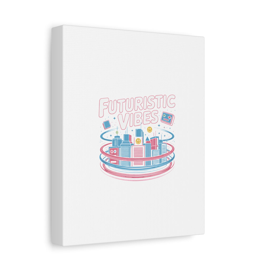 Futuristic Vibes Canvas, Y2K cyber holo aesthetic, retro tech print