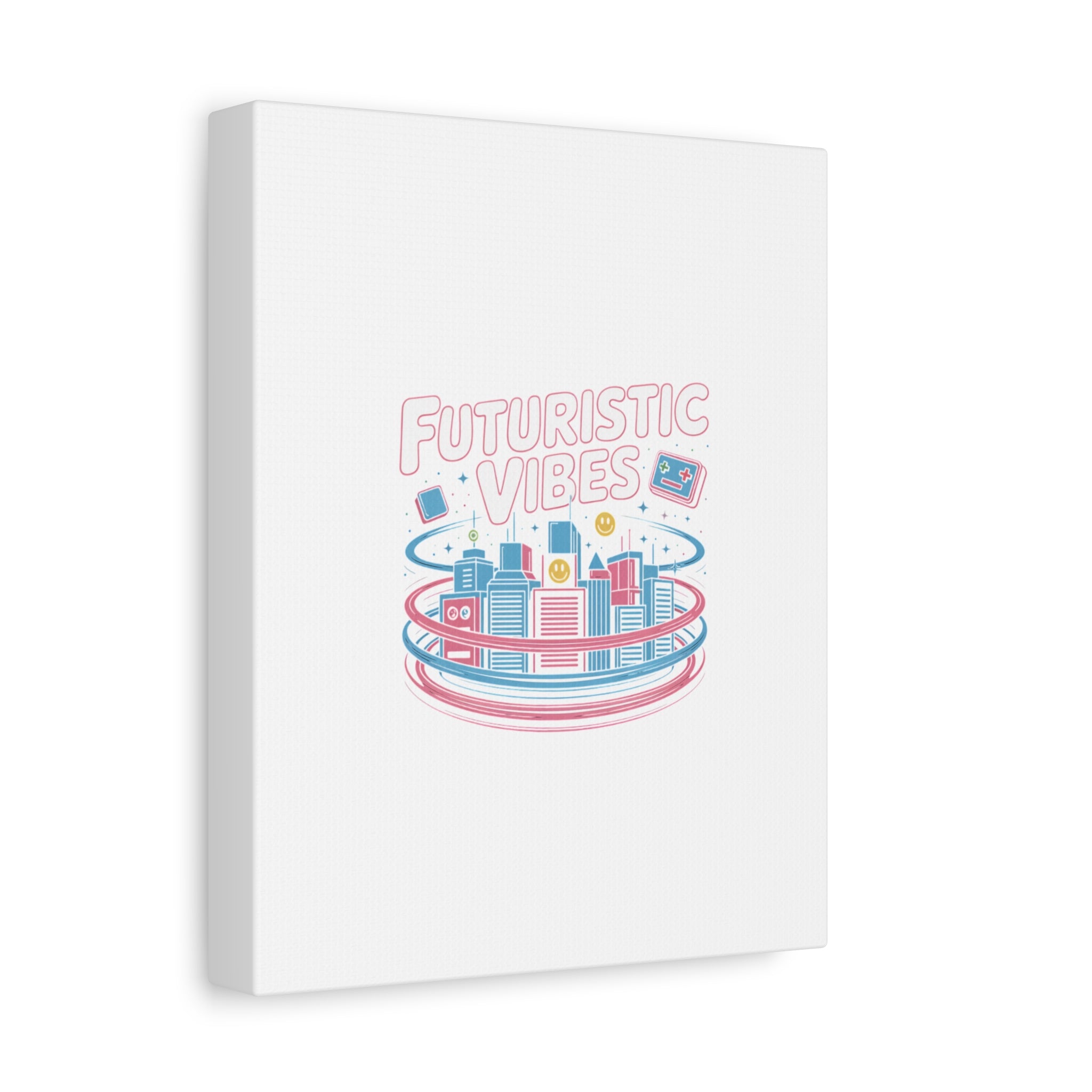 Futuristic Vibes Canvas, Y2K cyber holo aesthetic, retro tech print