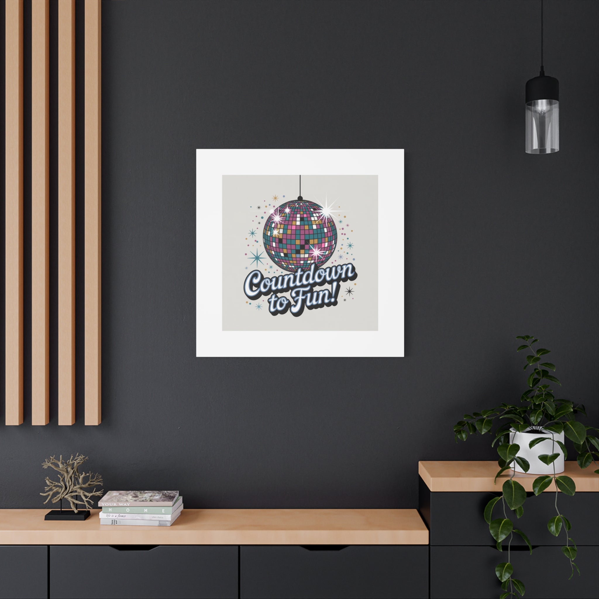 Countdown to Fun! Disco Ball Matte Canvas Wall Art