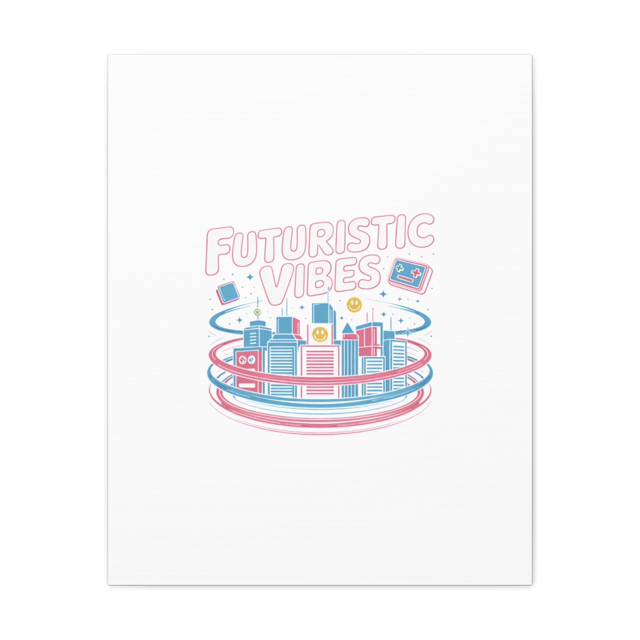 Futuristic Vibes Canvas, Y2K cyber holo aesthetic, retro tech print