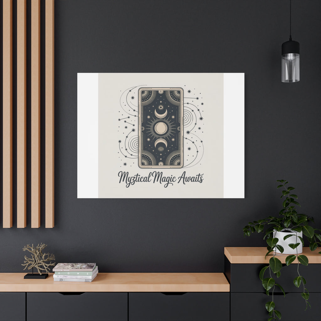 Mystical Magic Awaits Canvas Wall Art — Tarot Moon Sun Spiritual Decor