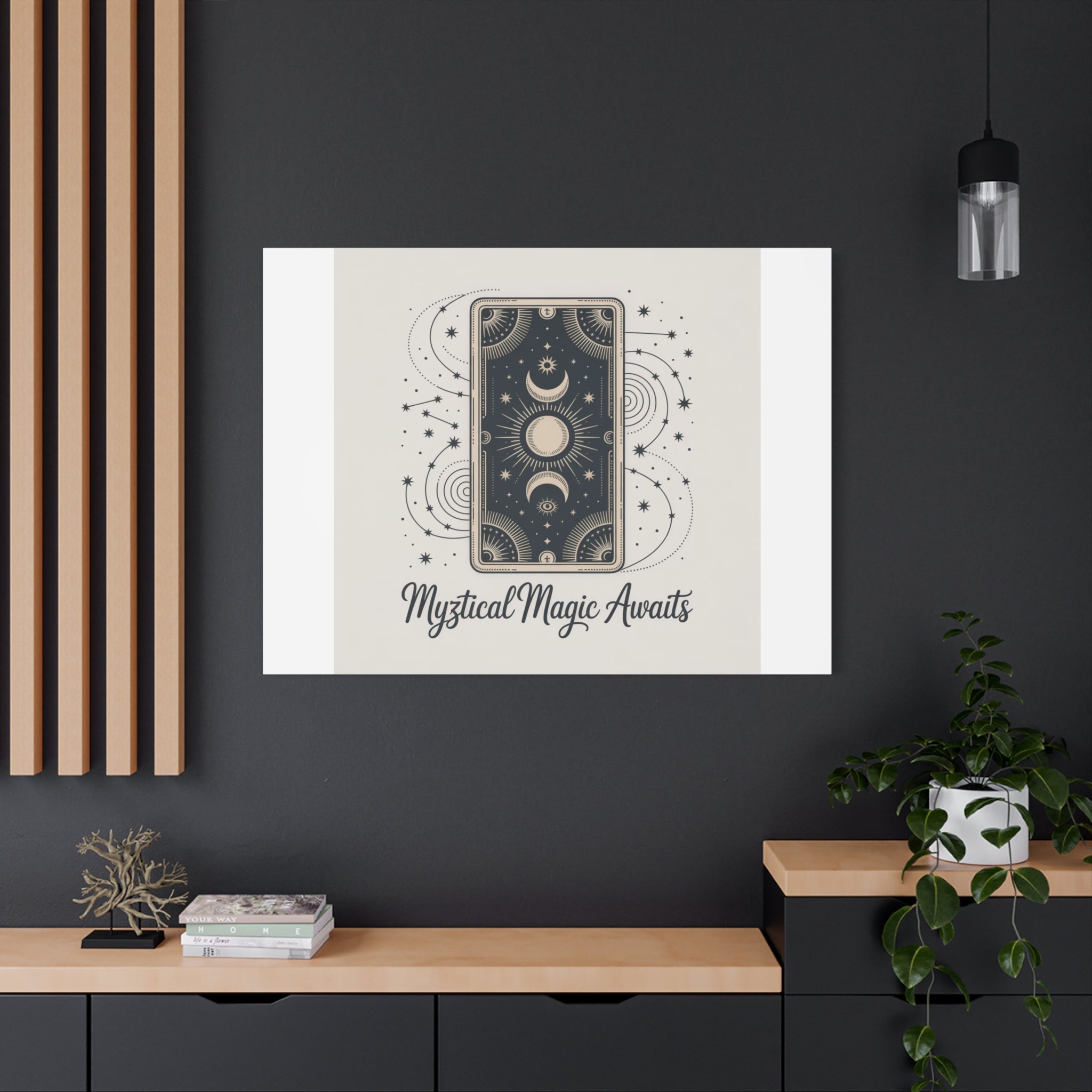 Mystical Magic Awaits Canvas Wall Art — Tarot Moon Sun Spiritual Decor