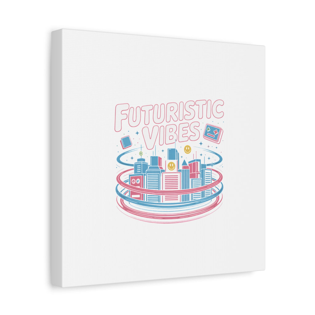 Futuristic Vibes Canvas, Y2K cyber holo aesthetic, retro tech print