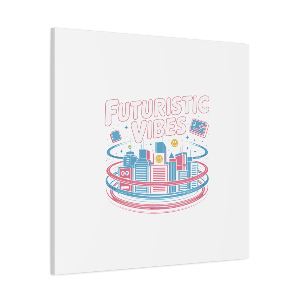 Futuristic Vibes Canvas, Y2K cyber holo aesthetic, retro tech print