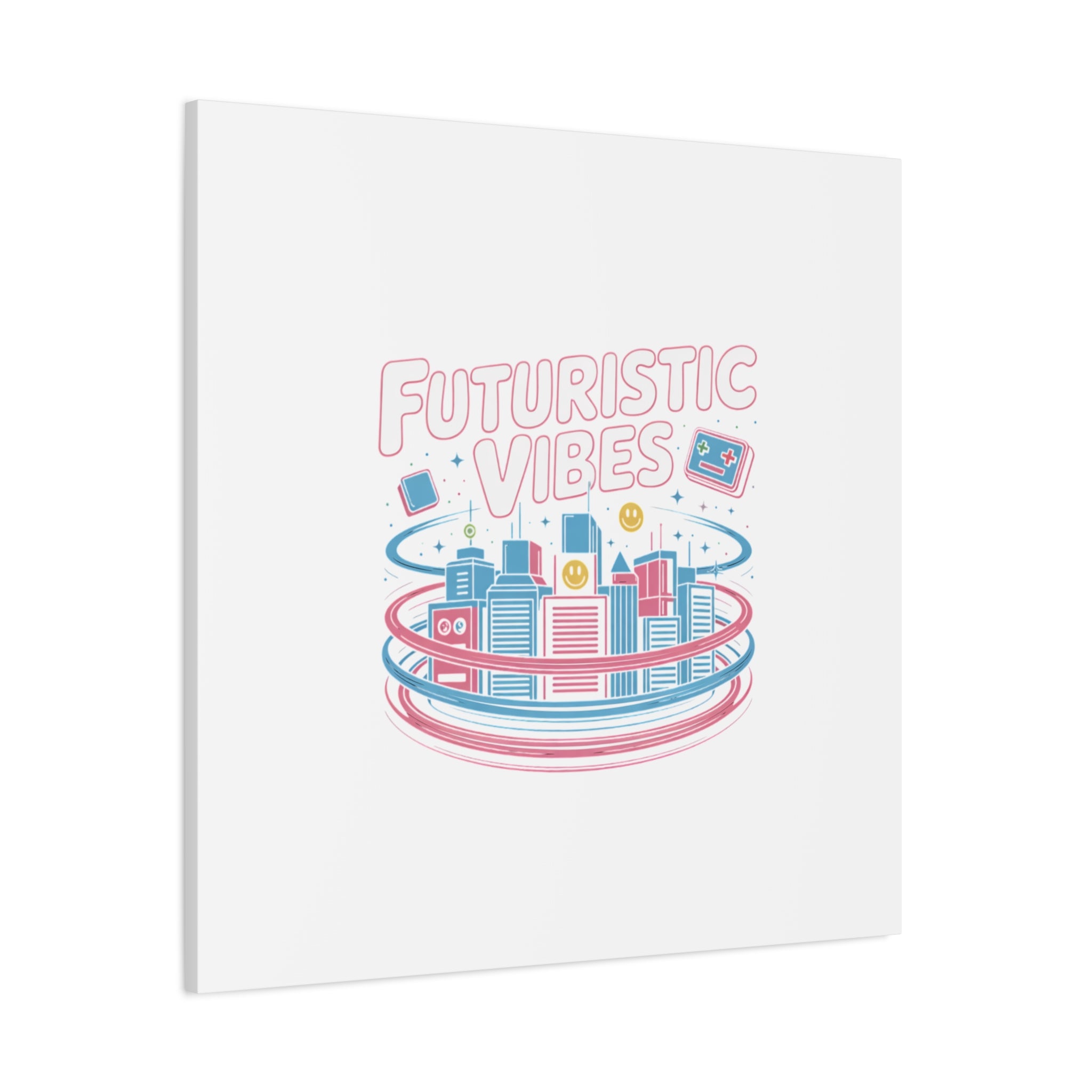 Futuristic Vibes Canvas, Y2K cyber holo aesthetic, retro tech print