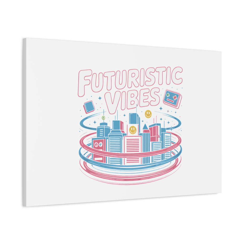 Futuristic Vibes Canvas, Y2K cyber holo aesthetic, retro tech print
