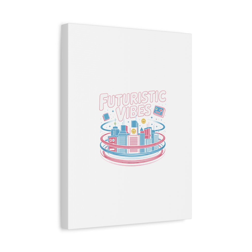 Futuristic Vibes Canvas, Y2K cyber holo aesthetic, retro tech print