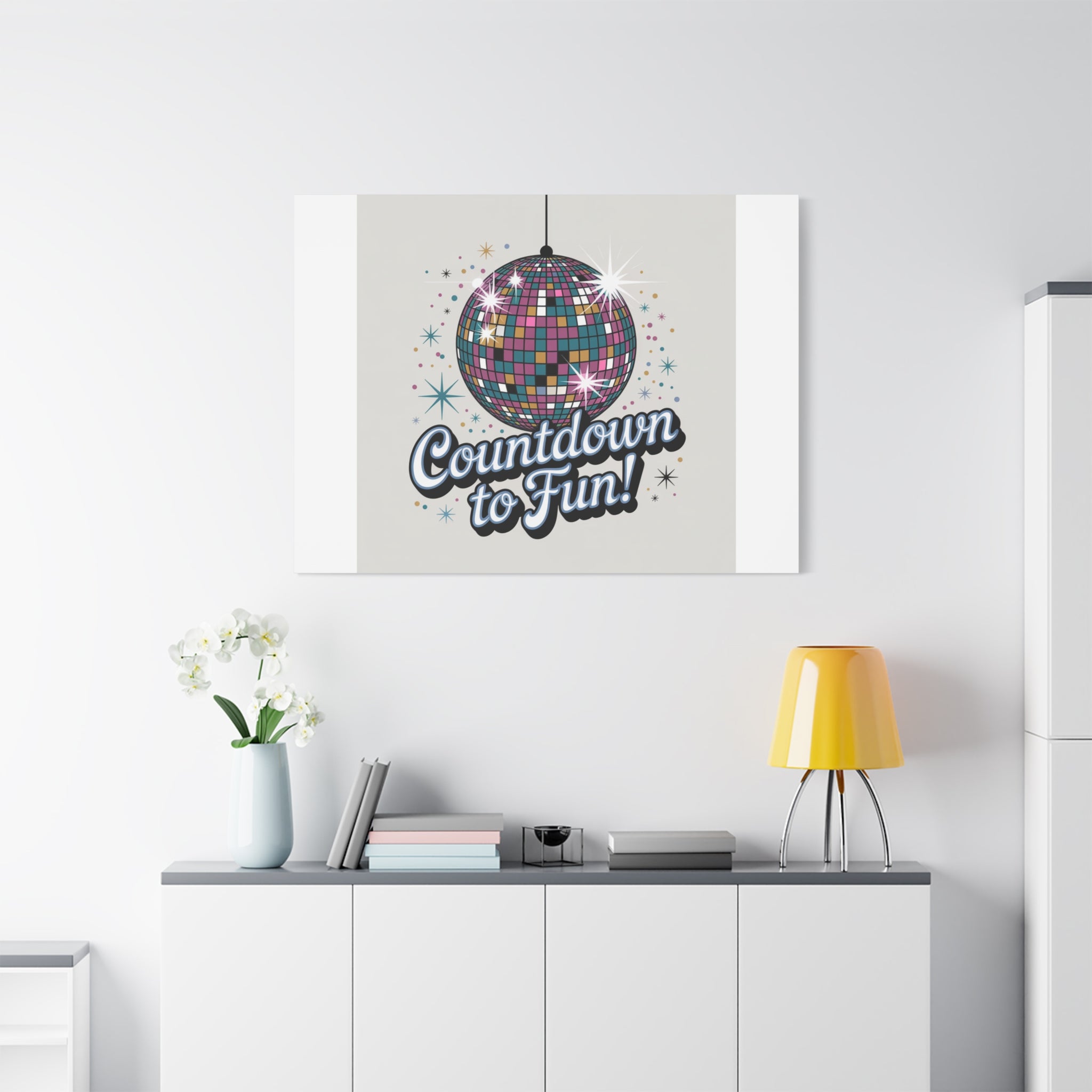 Countdown to Fun! Disco Ball Matte Canvas Wall Art