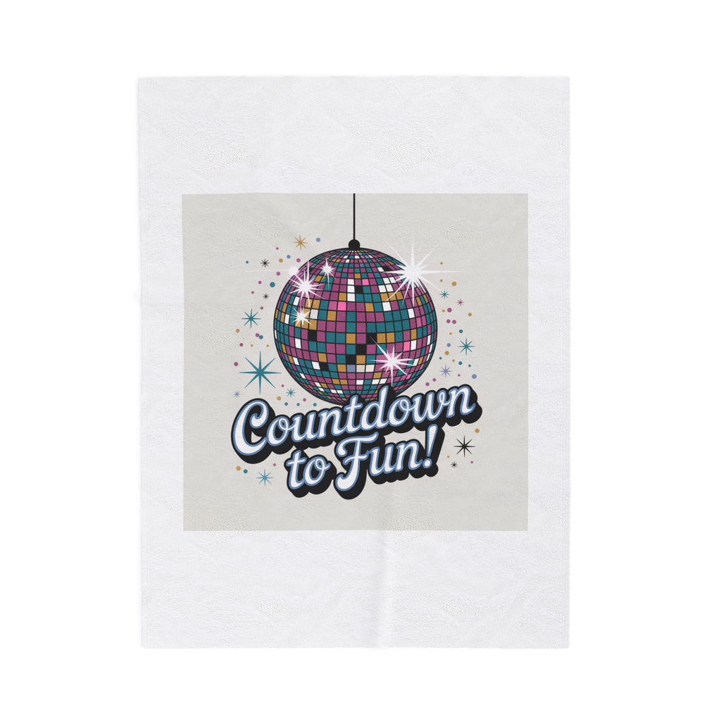 Velveteen Plush Blanket — "Countdown to Fun!" Disco Ball Party Throw