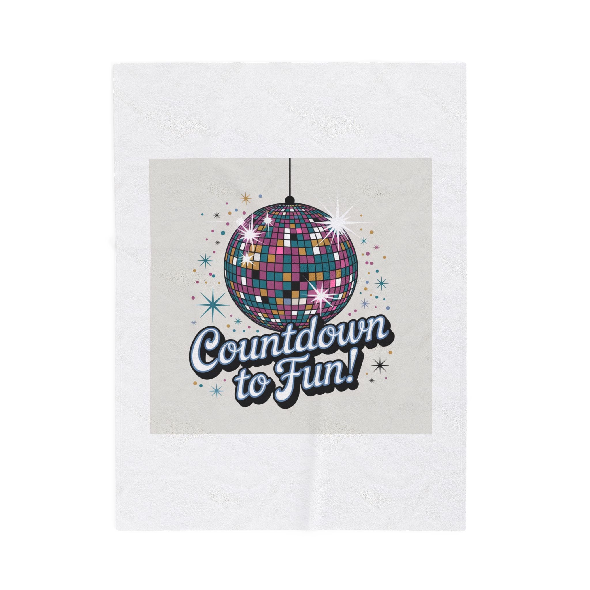 Velveteen Plush Blanket — "Countdown to Fun!" Disco Ball Party Throw