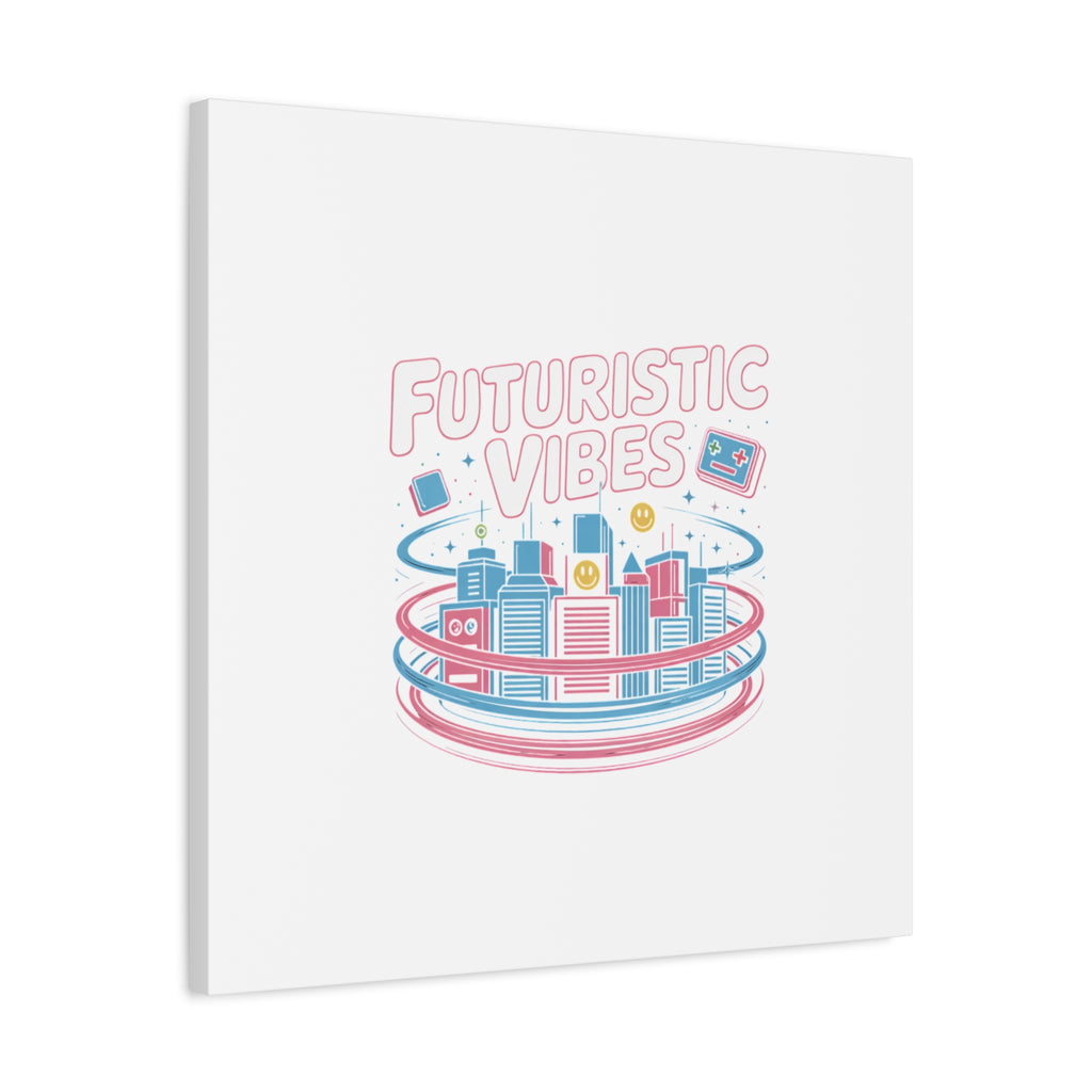 Futuristic Vibes Canvas, Y2K cyber holo aesthetic, retro tech print