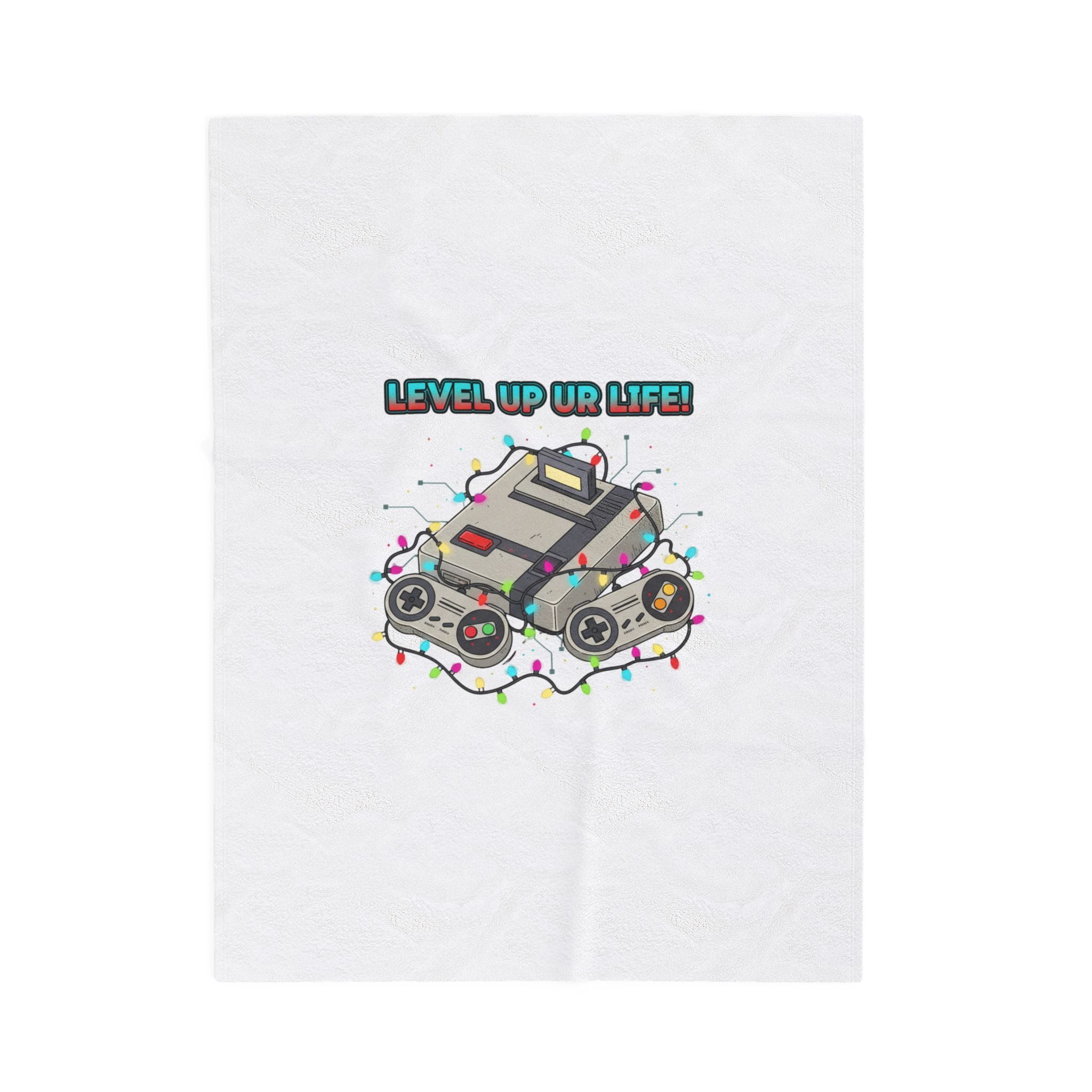 Level Up Ur Life Retro Console Plush Blanket | Gamer Holiday, Pixel Art