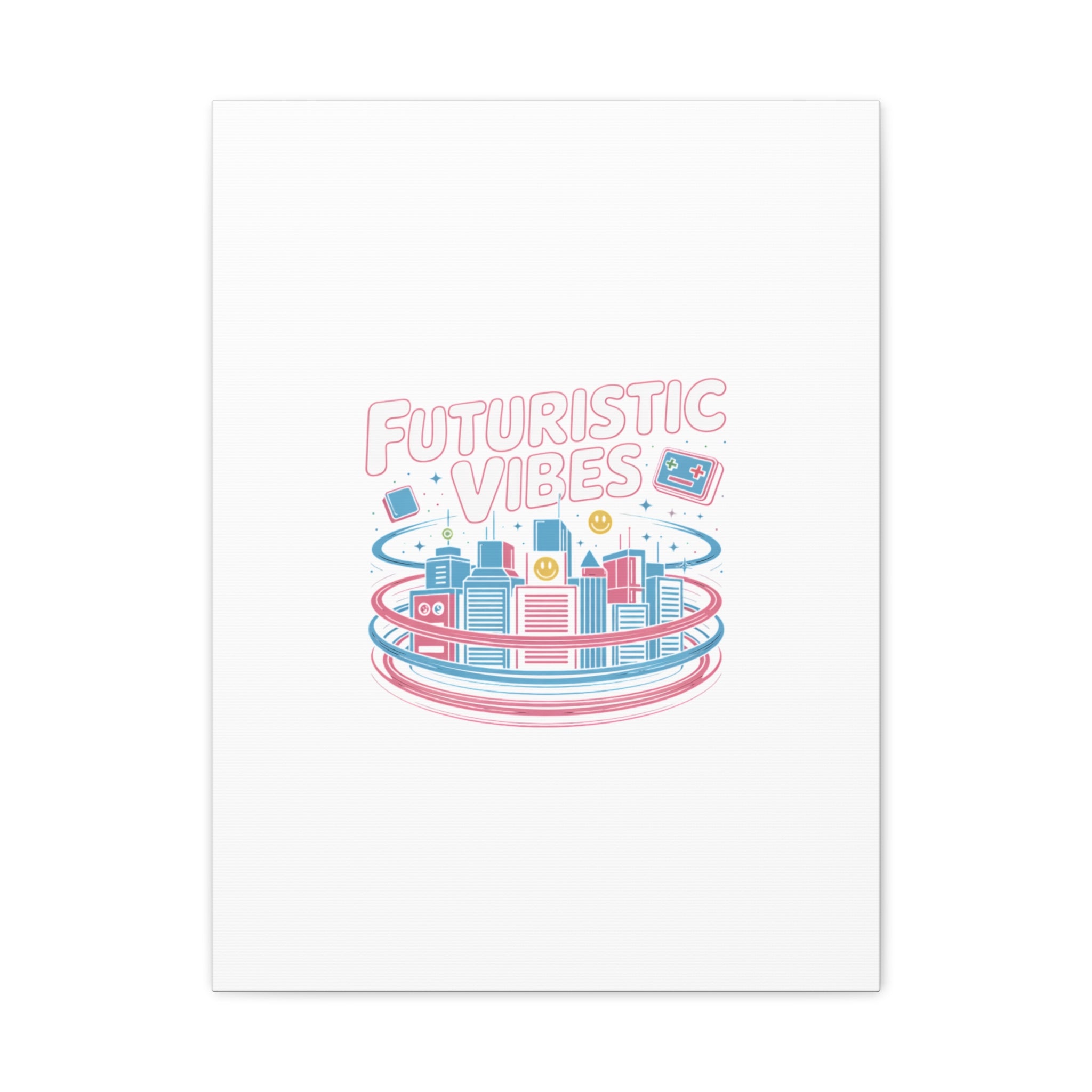 Futuristic Vibes Canvas, Y2K cyber holo aesthetic, retro tech print