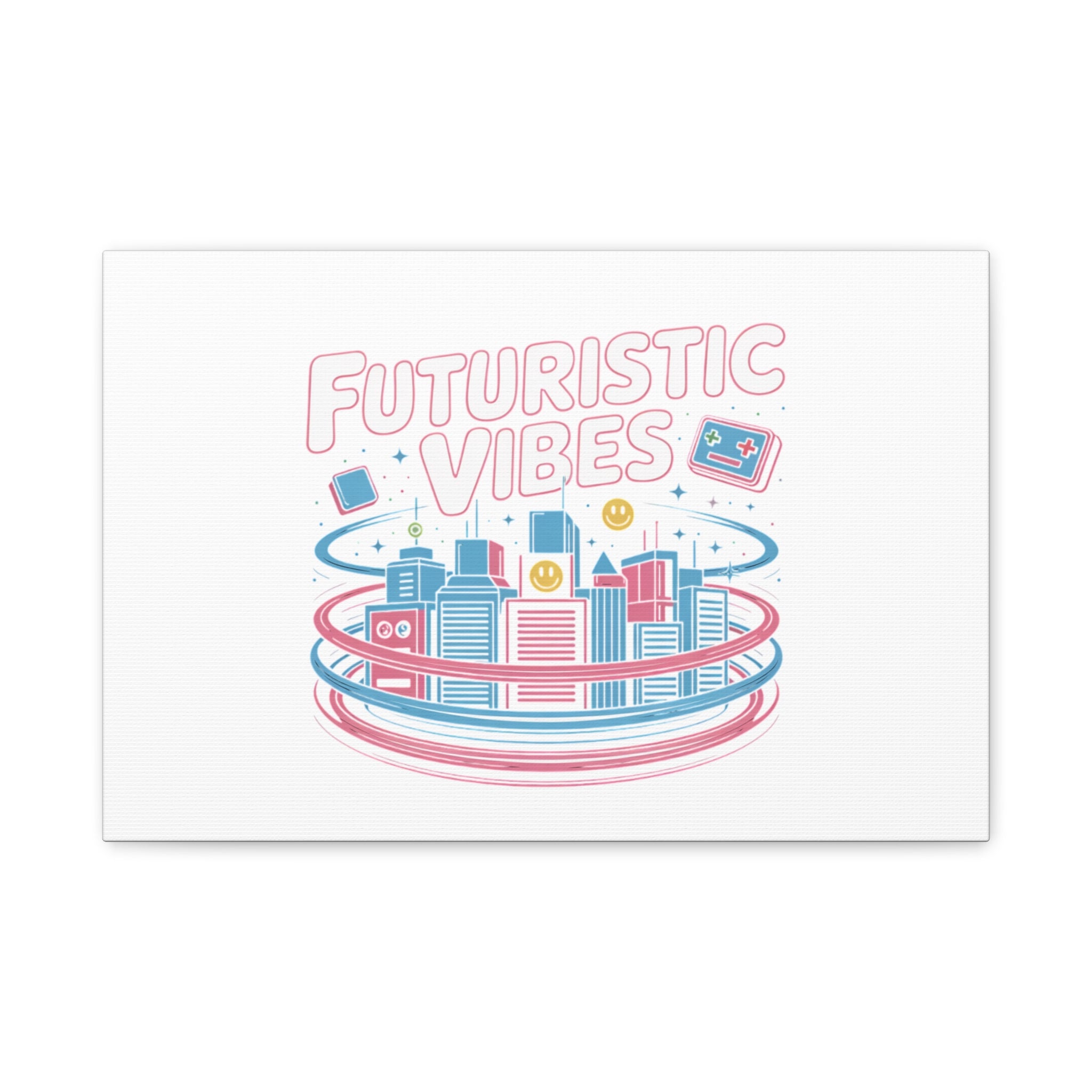 Futuristic Vibes Canvas, Y2K cyber holo aesthetic, retro tech print