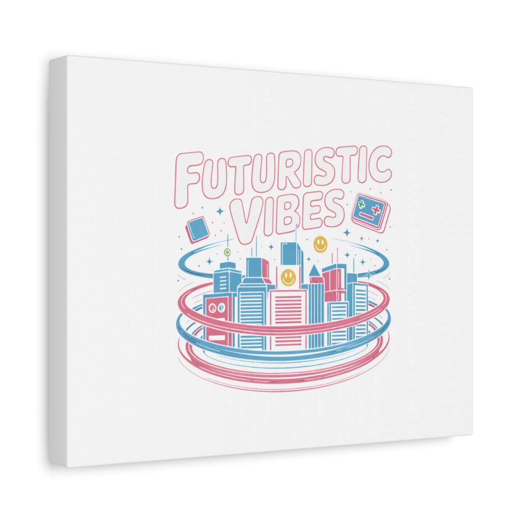 Futuristic Vibes Canvas, Y2K cyber holo aesthetic, retro tech print