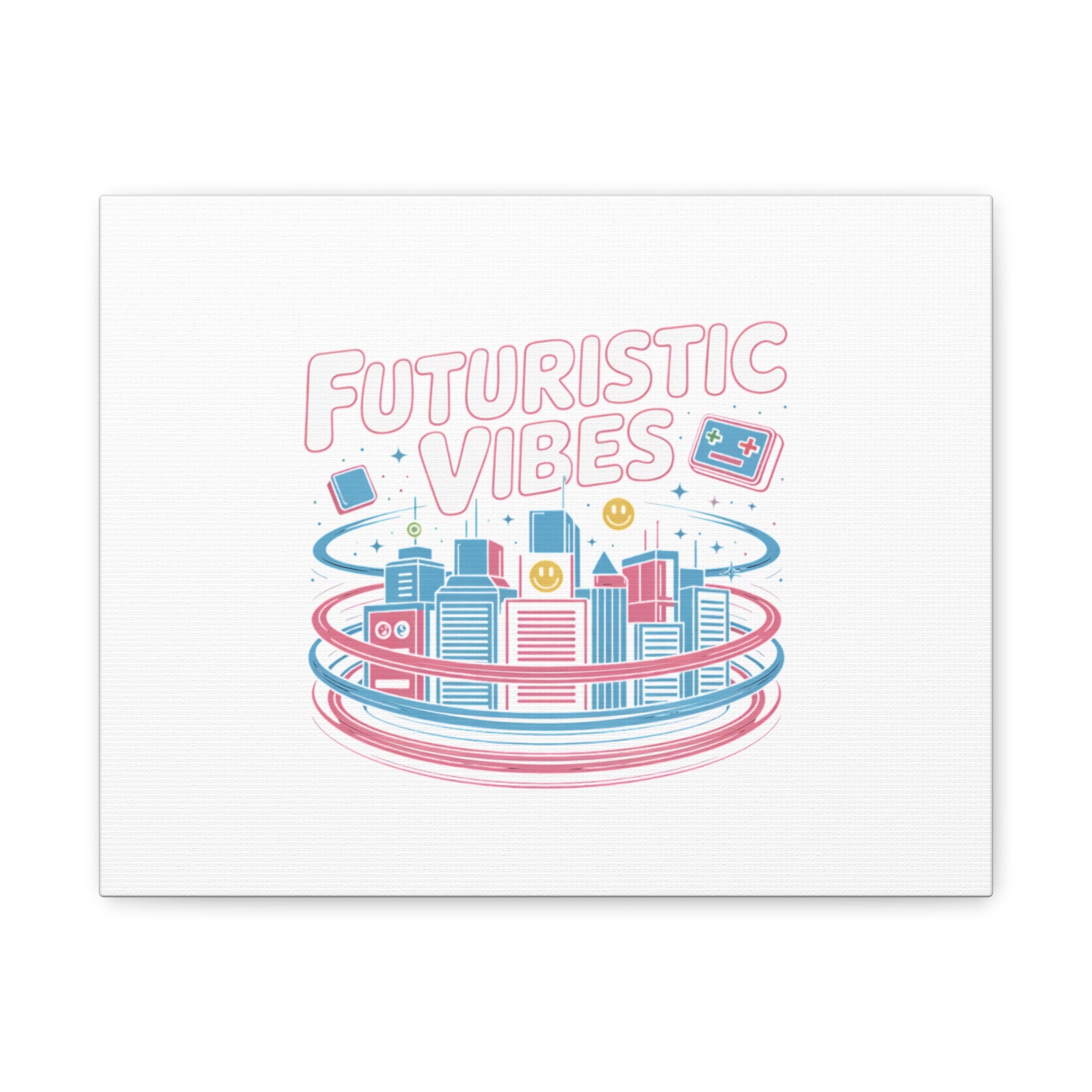 Futuristic Vibes Canvas, Y2K cyber holo aesthetic, retro tech print