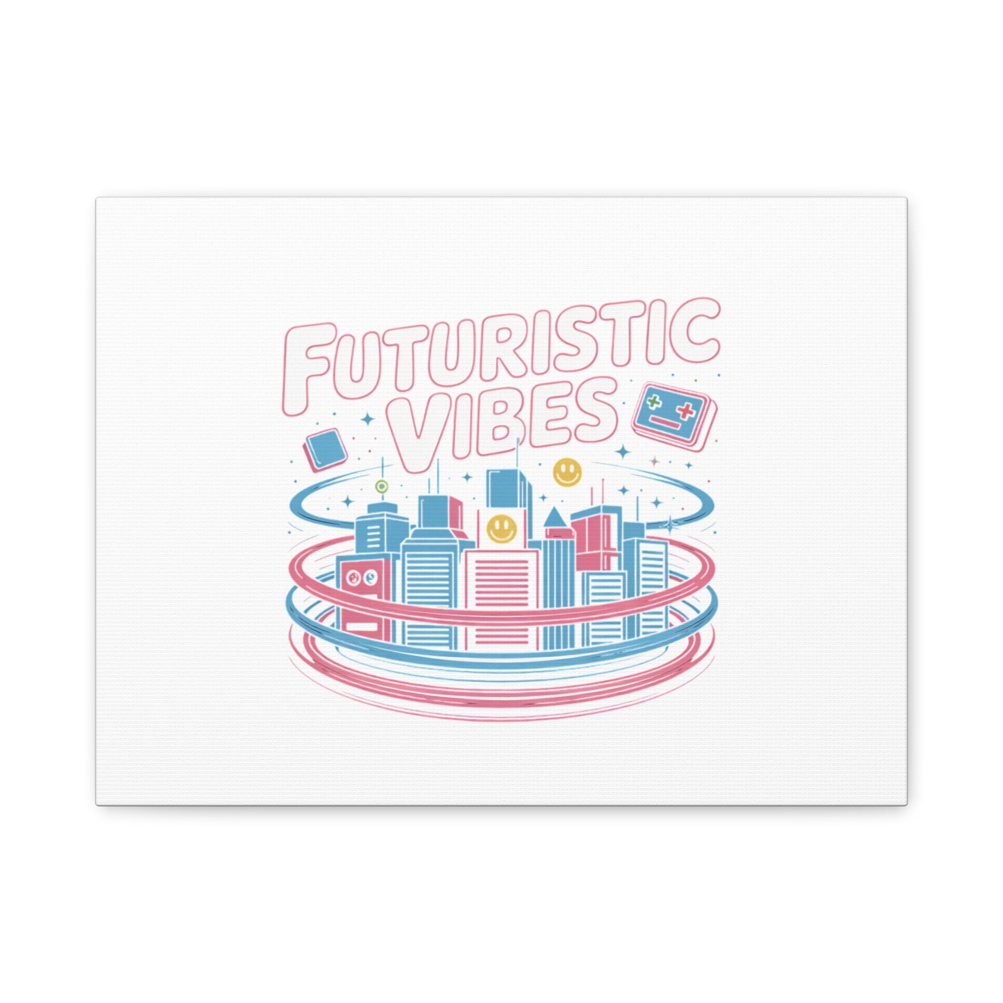 Futuristic Vibes Canvas, Y2K cyber holo aesthetic, retro tech print