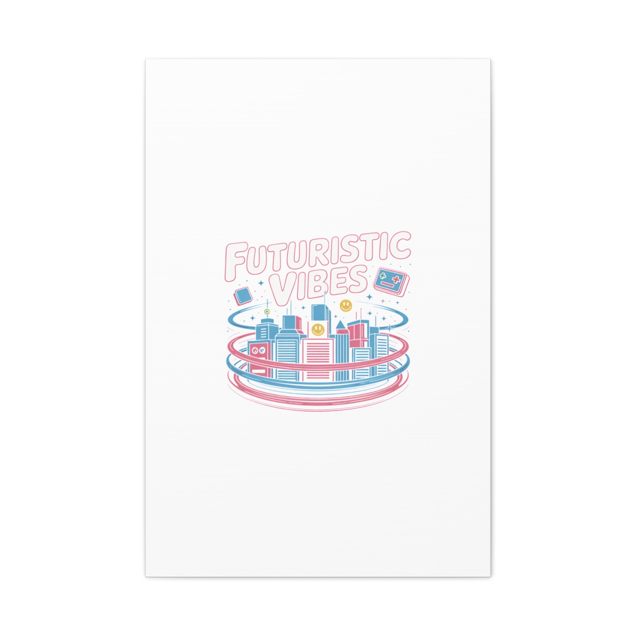 Futuristic Vibes Canvas, Y2K cyber holo aesthetic, retro tech print