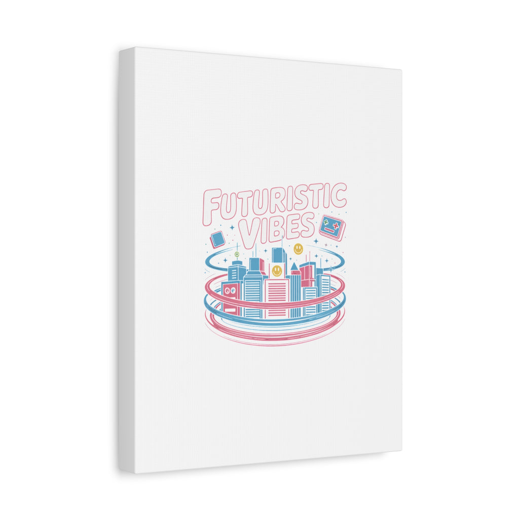 Futuristic Vibes Canvas, Y2K cyber holo aesthetic, retro tech print