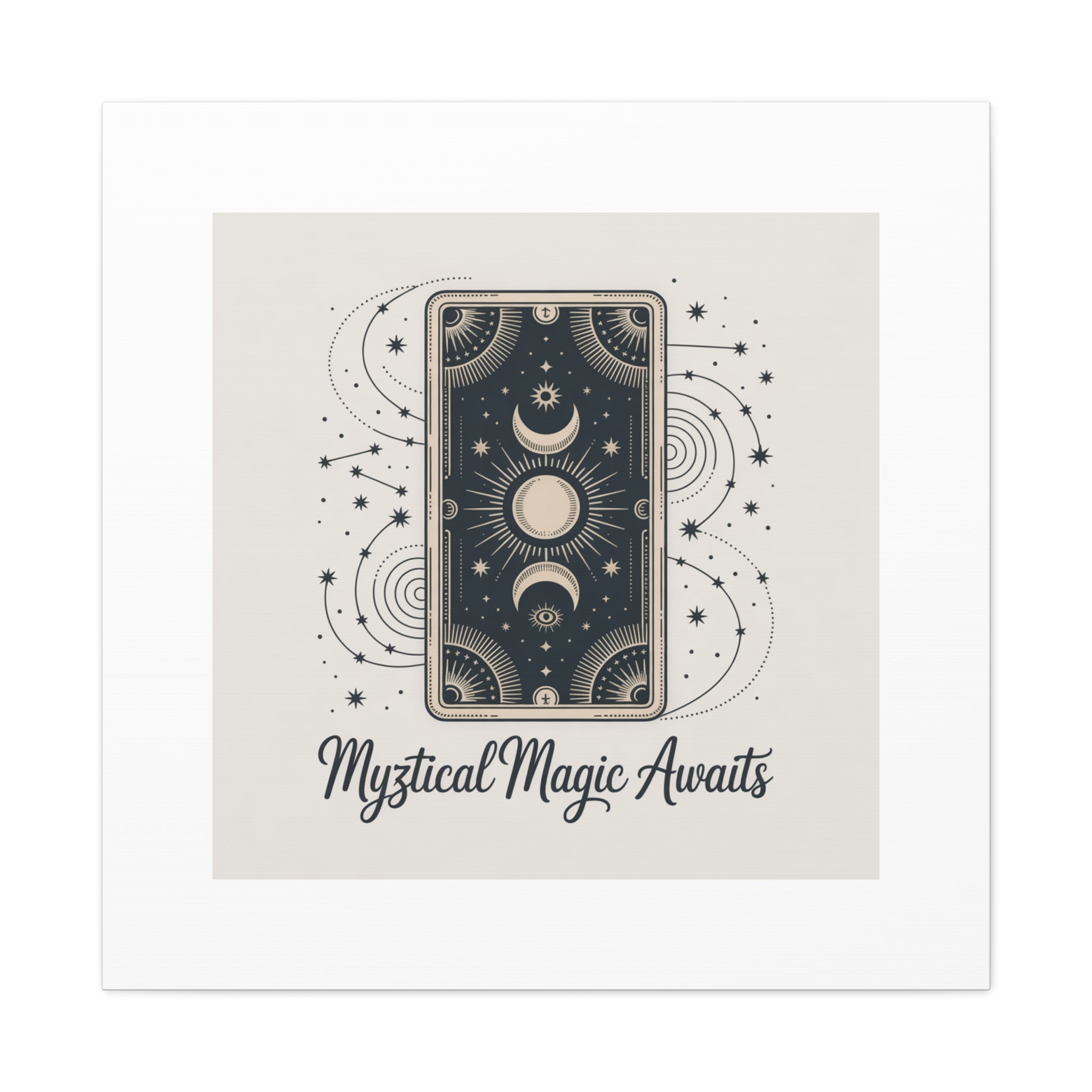 Mystical Magic Awaits Canvas Wall Art — Tarot Moon Sun Spiritual Decor