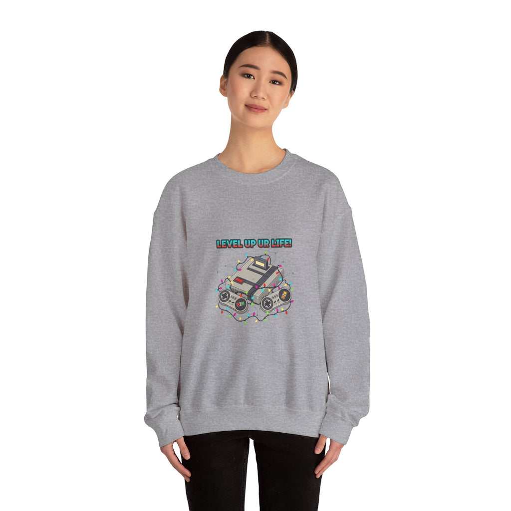Level Up PC Console Crewneck Sweatshirt | Gamer Tech, Pixel Monospace