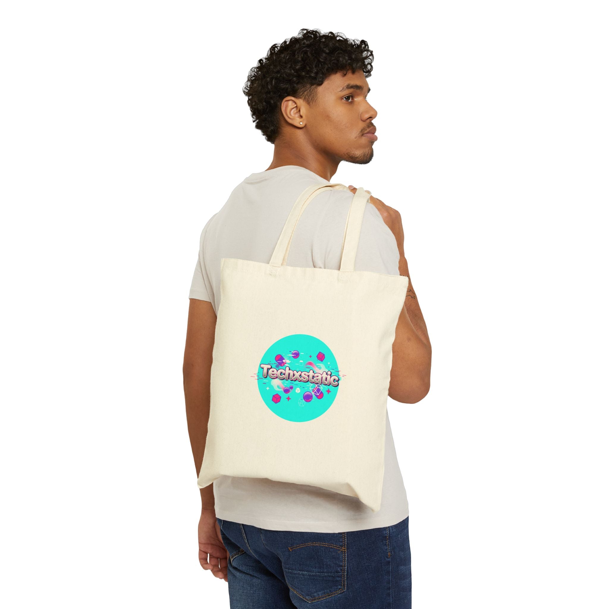 Techxstale Chrome Logo Tote, Y2K Cyber Holo Aesthetic