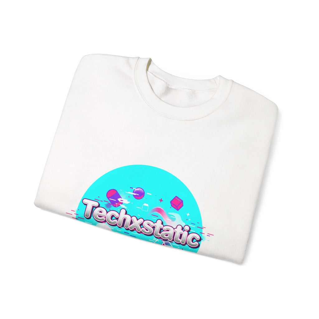 Techxstatic Chrome Logo Crewneck Sweatshirt | Y2K cyber holo aesthetic