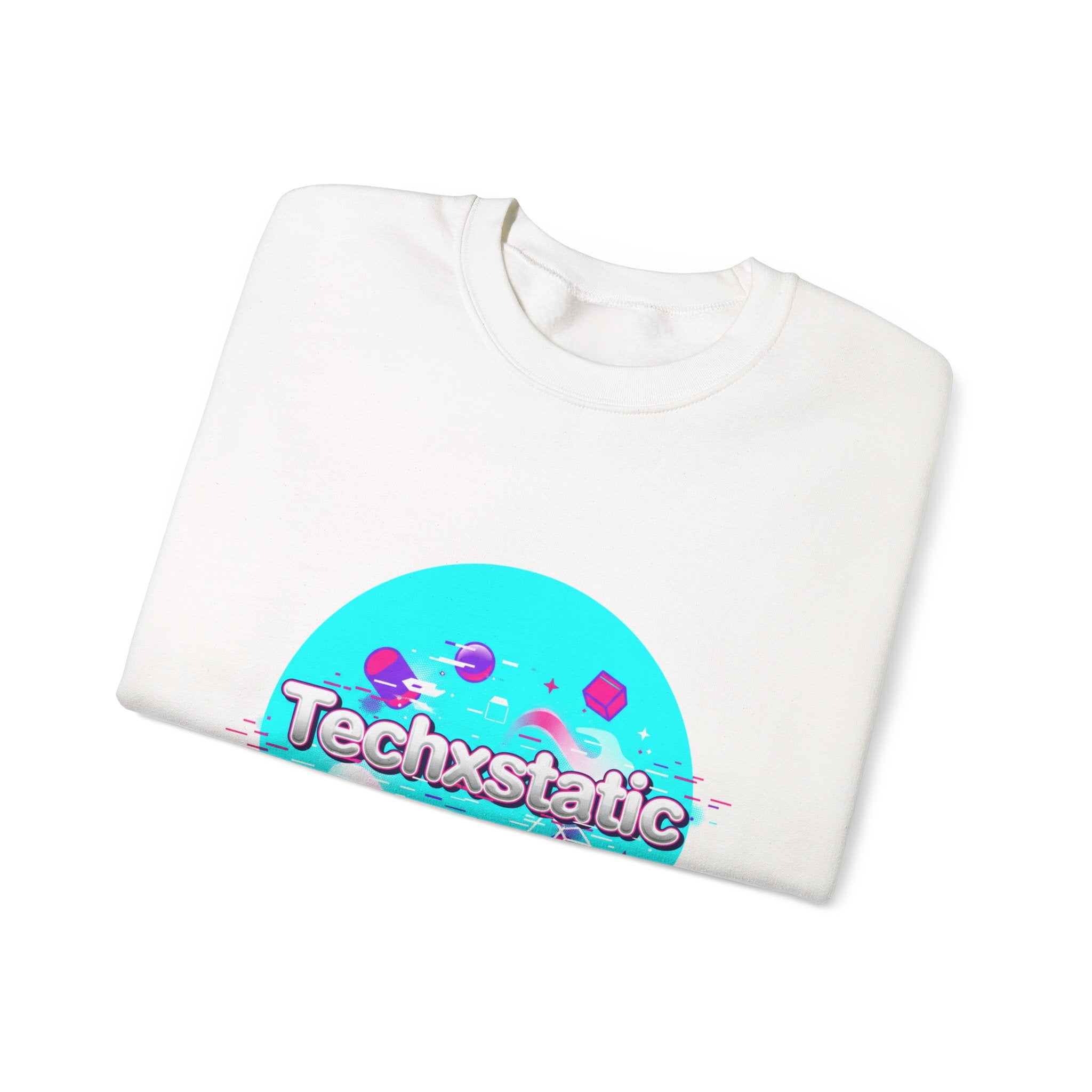 Techxstatic Chrome Logo Crewneck Sweatshirt | Y2K cyber holo aesthetic