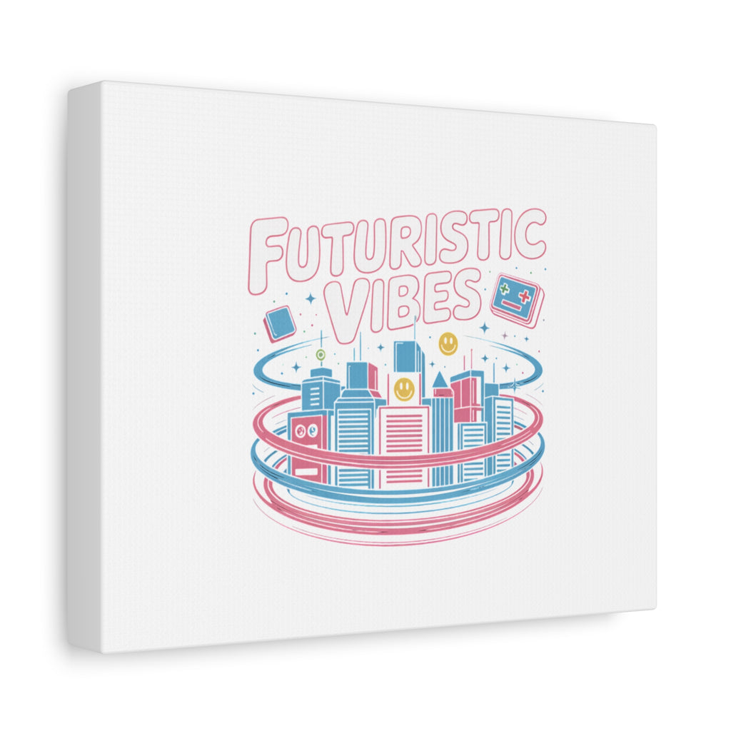 Futuristic Vibes Canvas, Y2K cyber holo aesthetic, retro tech print