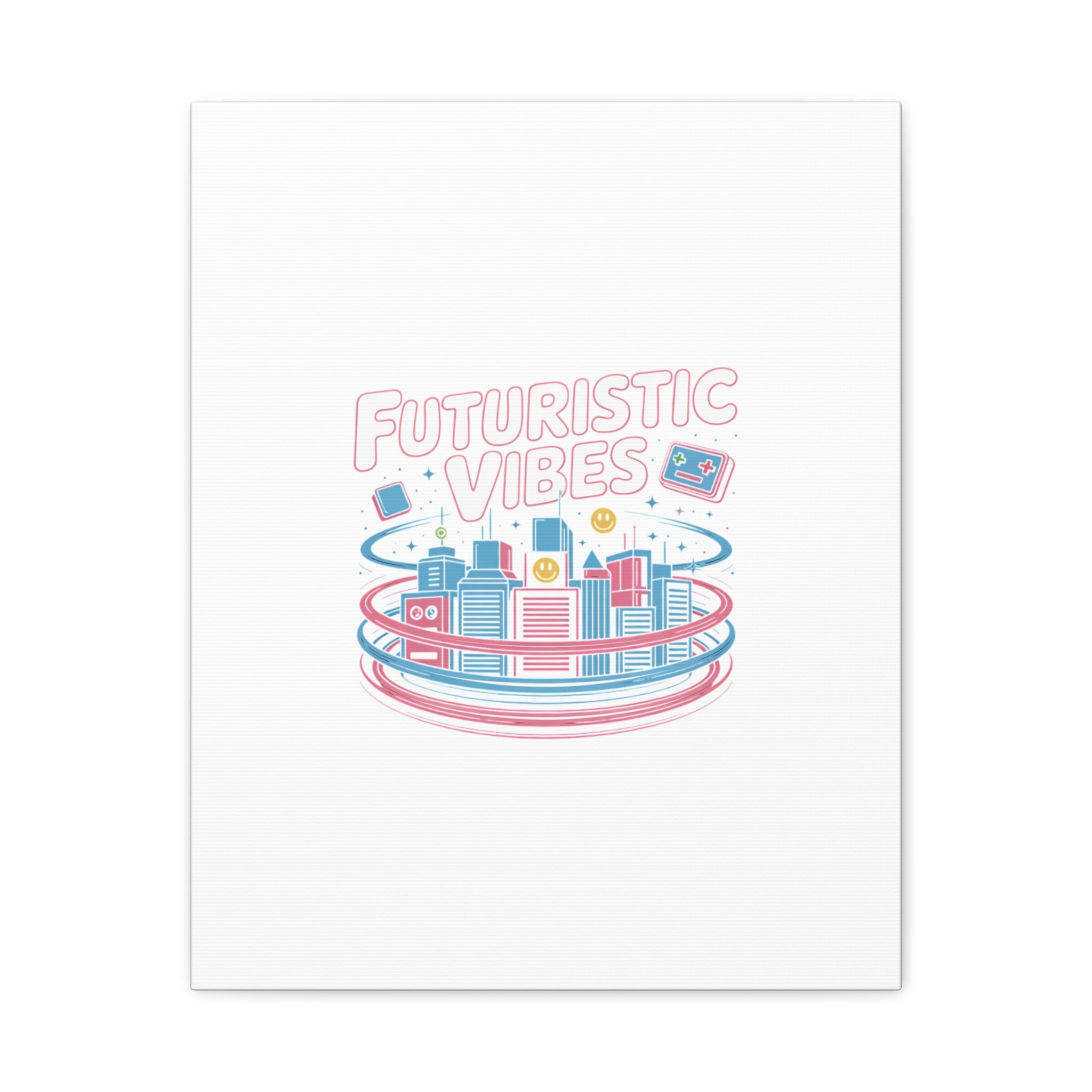 Futuristic Vibes Canvas, Y2K cyber holo aesthetic, retro tech print