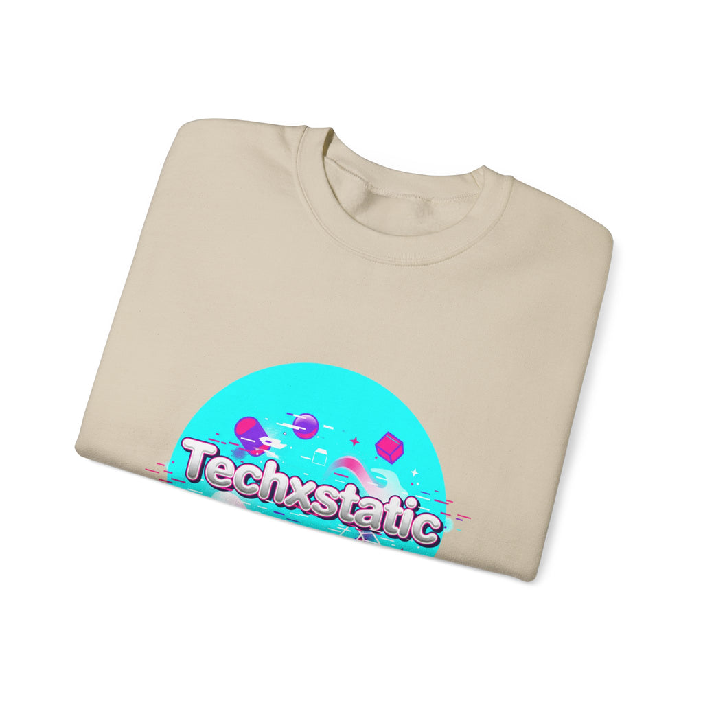 Techxstatic Chrome Logo Crewneck Sweatshirt | Y2K cyber holo aesthetic