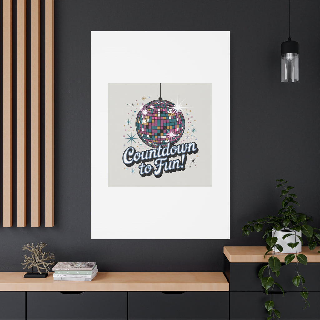 Countdown to Fun! Disco Ball Matte Canvas Wall Art