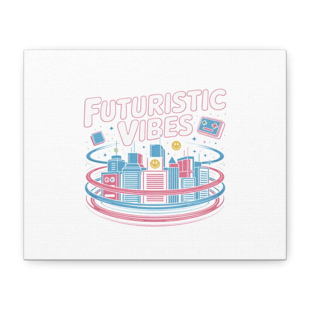 Futuristic Vibes Canvas, Y2K cyber holo aesthetic, retro tech print