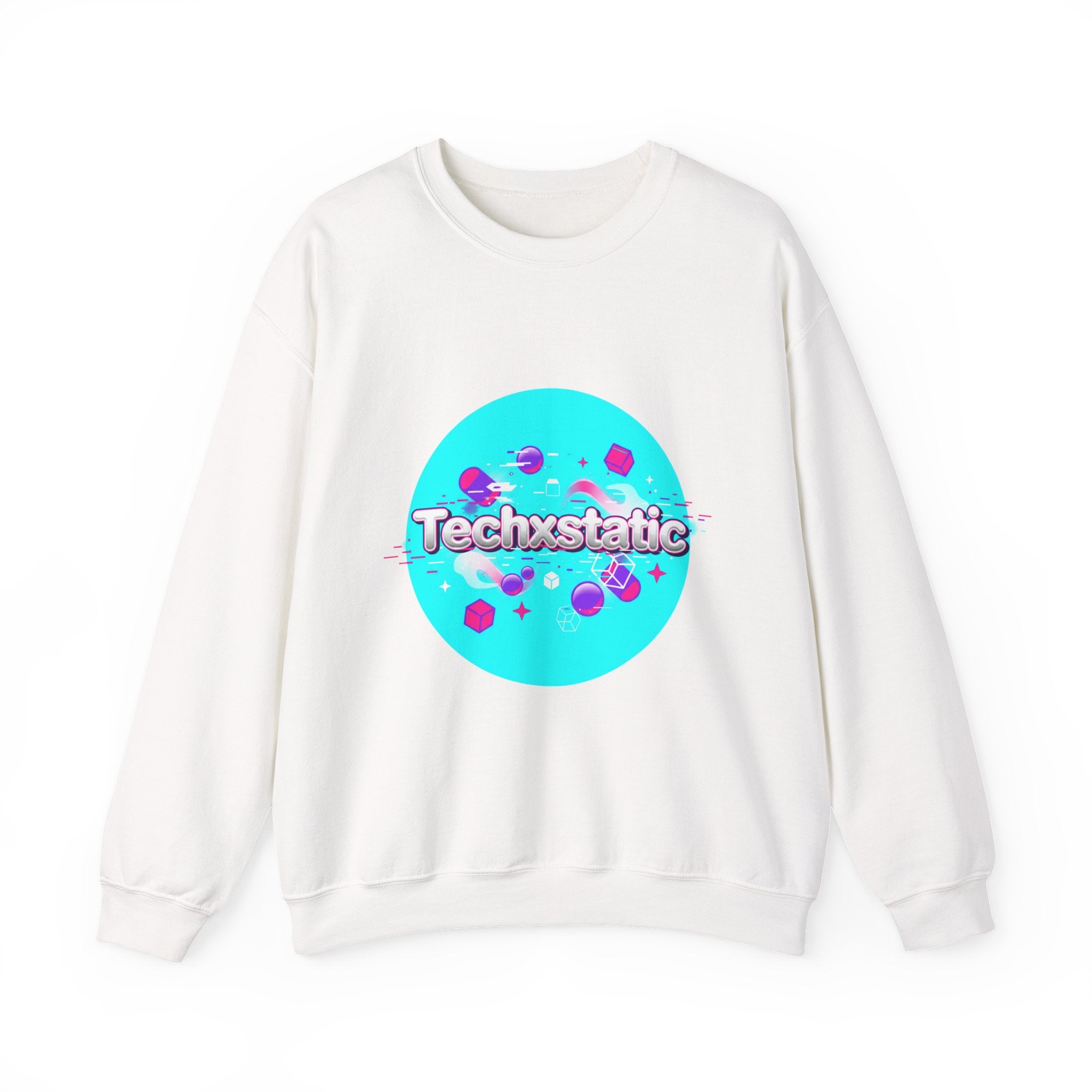 Techxstatic Chrome Logo Crewneck Sweatshirt | Y2K cyber holo aesthetic