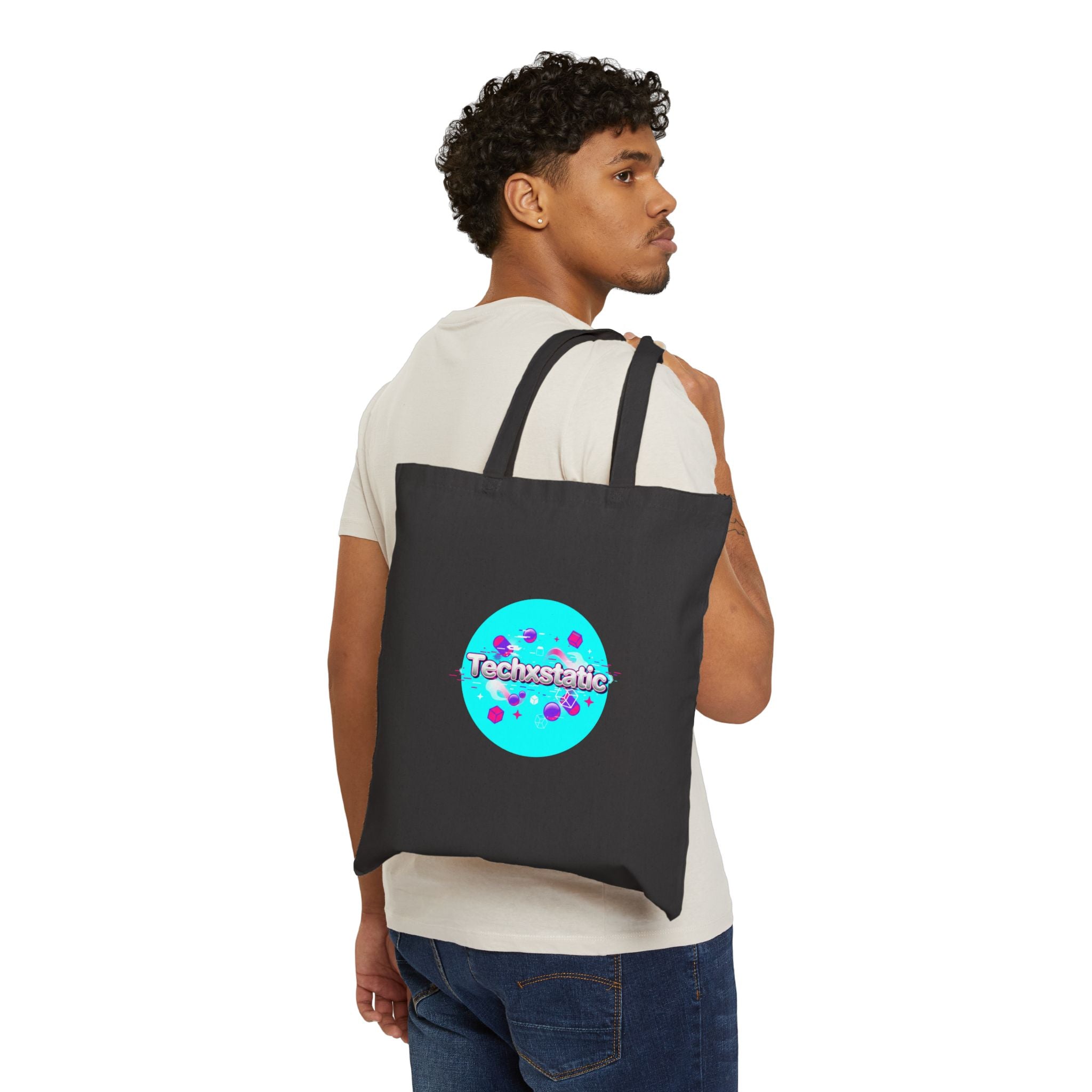 Techxstale Chrome Logo Tote, Y2K Cyber Holo Aesthetic