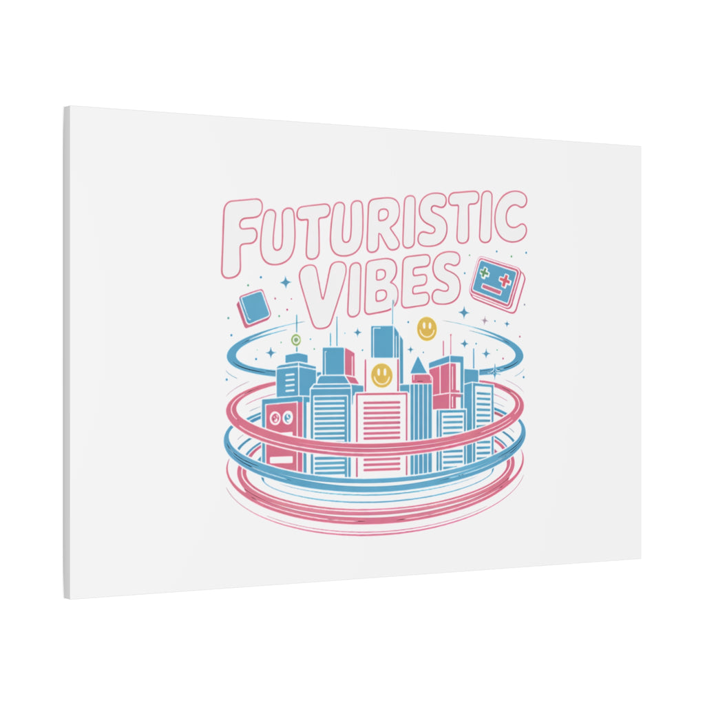 Futuristic Vibes Canvas, Y2K cyber holo aesthetic, retro tech print
