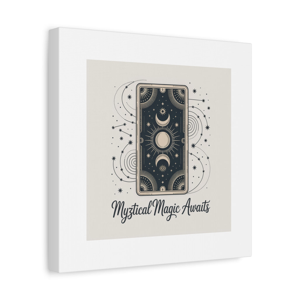 Mystical Magic Awaits Canvas Wall Art — Tarot Moon Sun Spiritual Decor