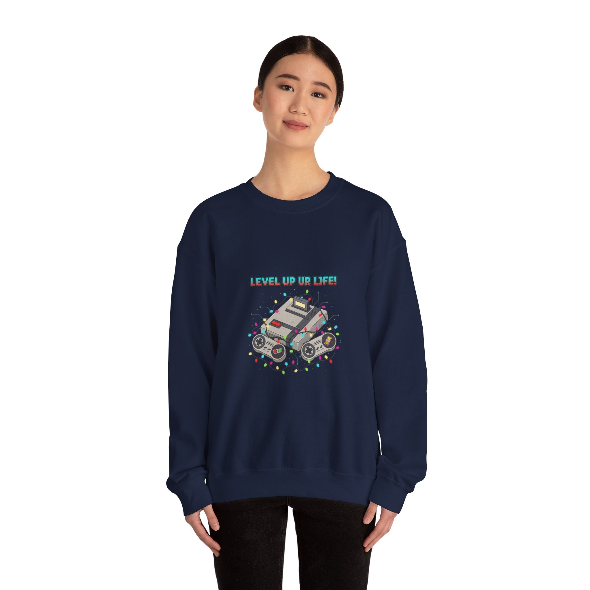 Level Up PC Console Crewneck Sweatshirt | Gamer Tech, Pixel Monospace