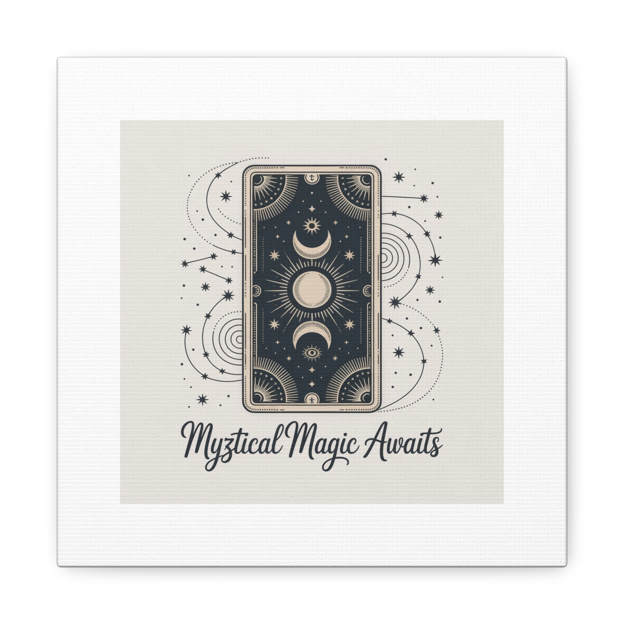 Mystical Magic Awaits Canvas Wall Art — Tarot Moon Sun Spiritual Decor
