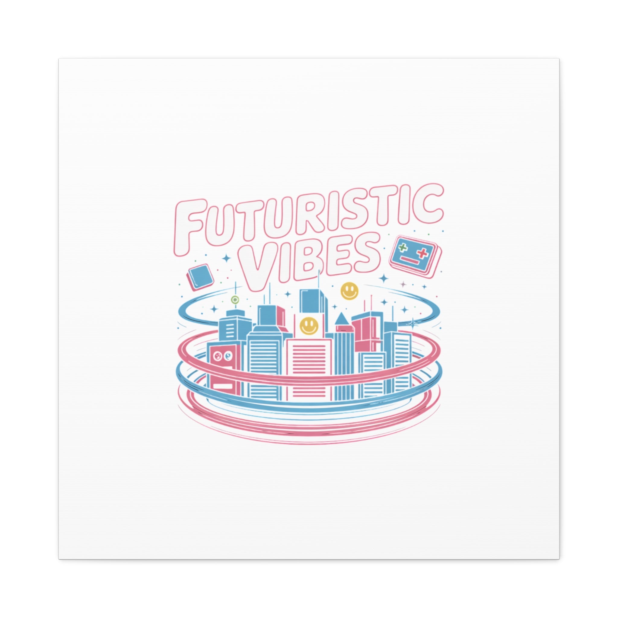 Futuristic Vibes Canvas, Y2K cyber holo aesthetic, retro tech print