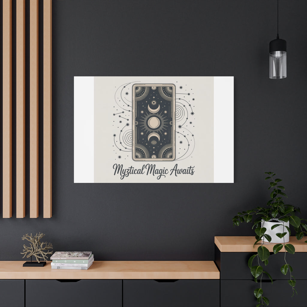 Mystical Magic Awaits Canvas Wall Art — Tarot Moon Sun Spiritual Decor