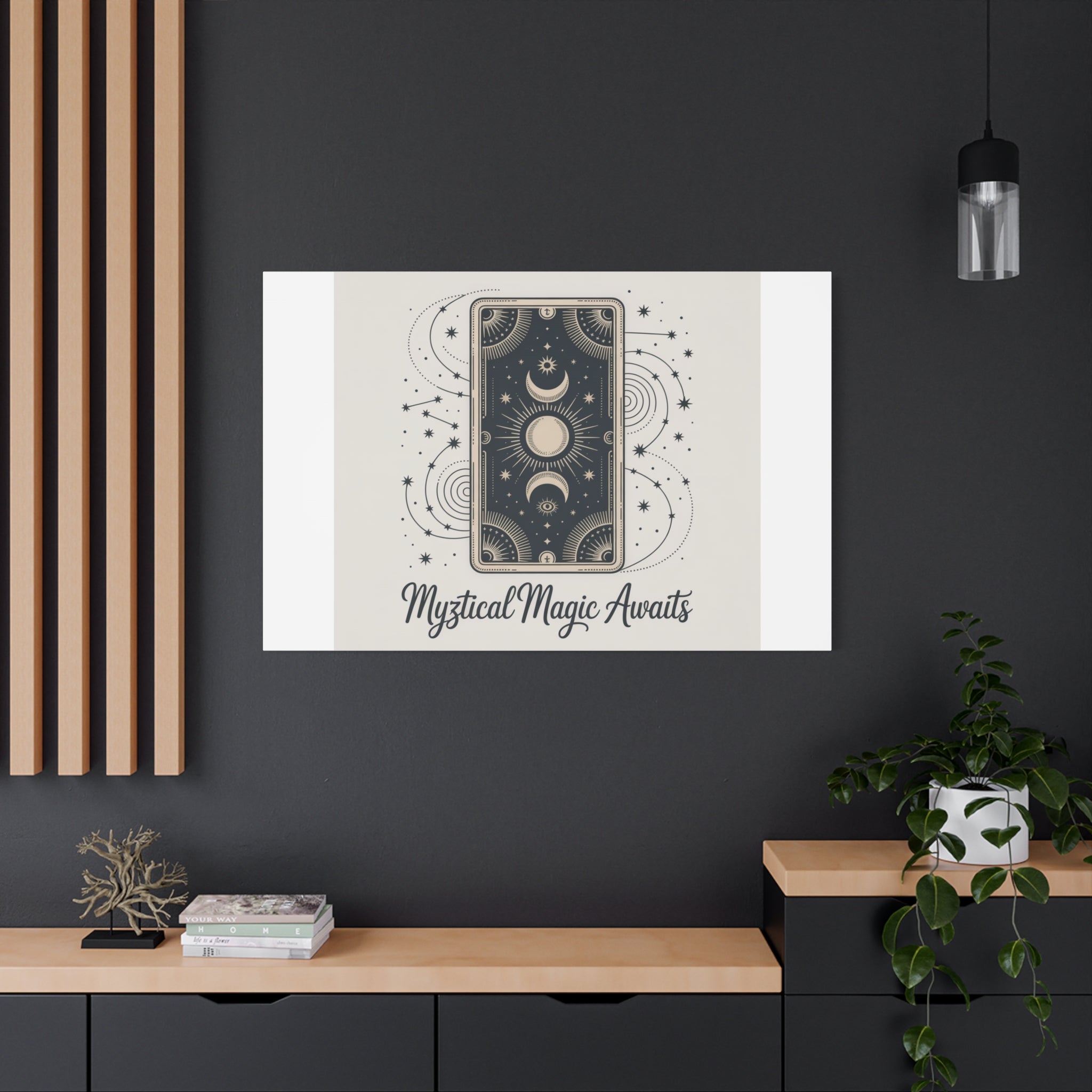 Mystical Magic Awaits Canvas Wall Art — Tarot Moon Sun Spiritual Decor