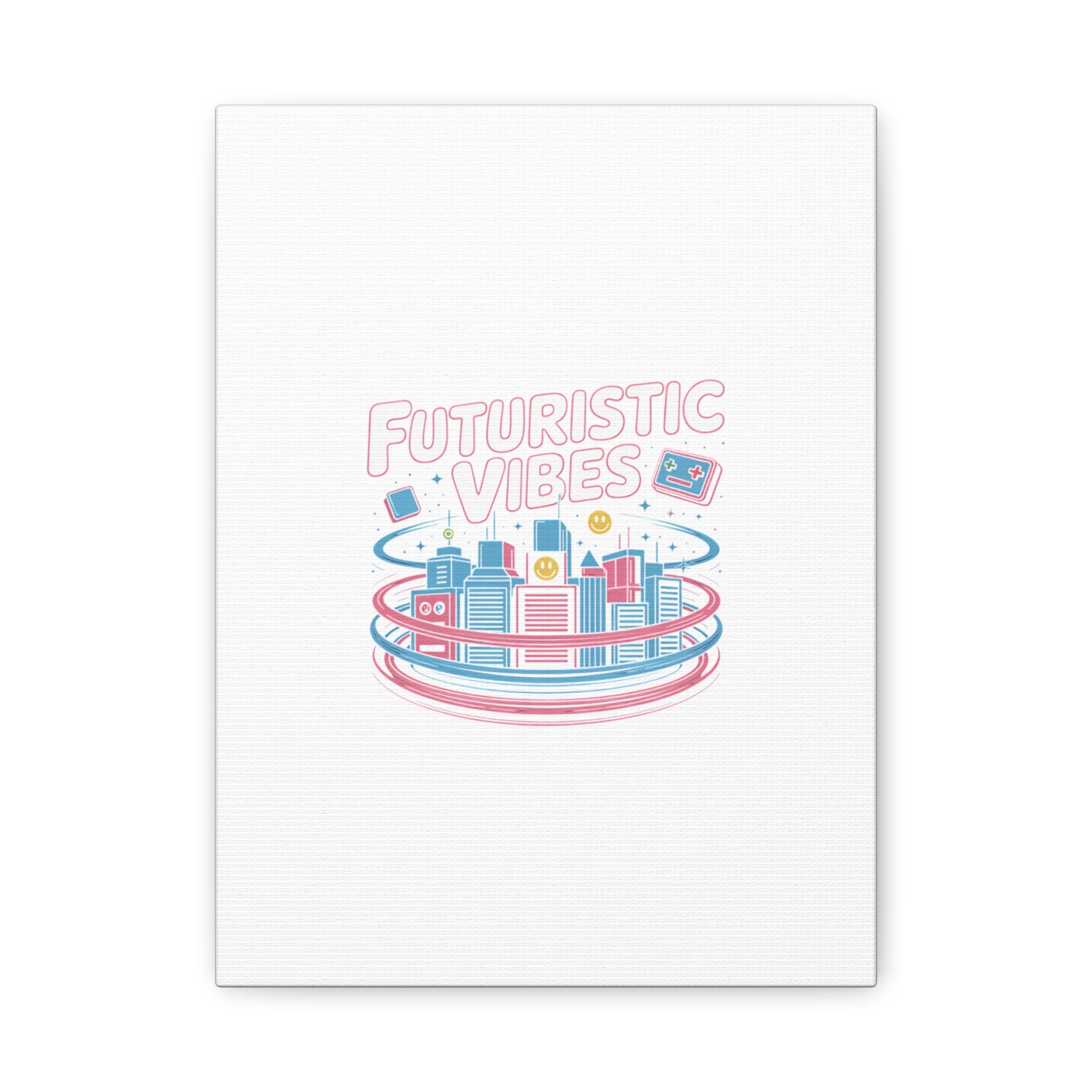 Futuristic Vibes Canvas, Y2K cyber holo aesthetic, retro tech print