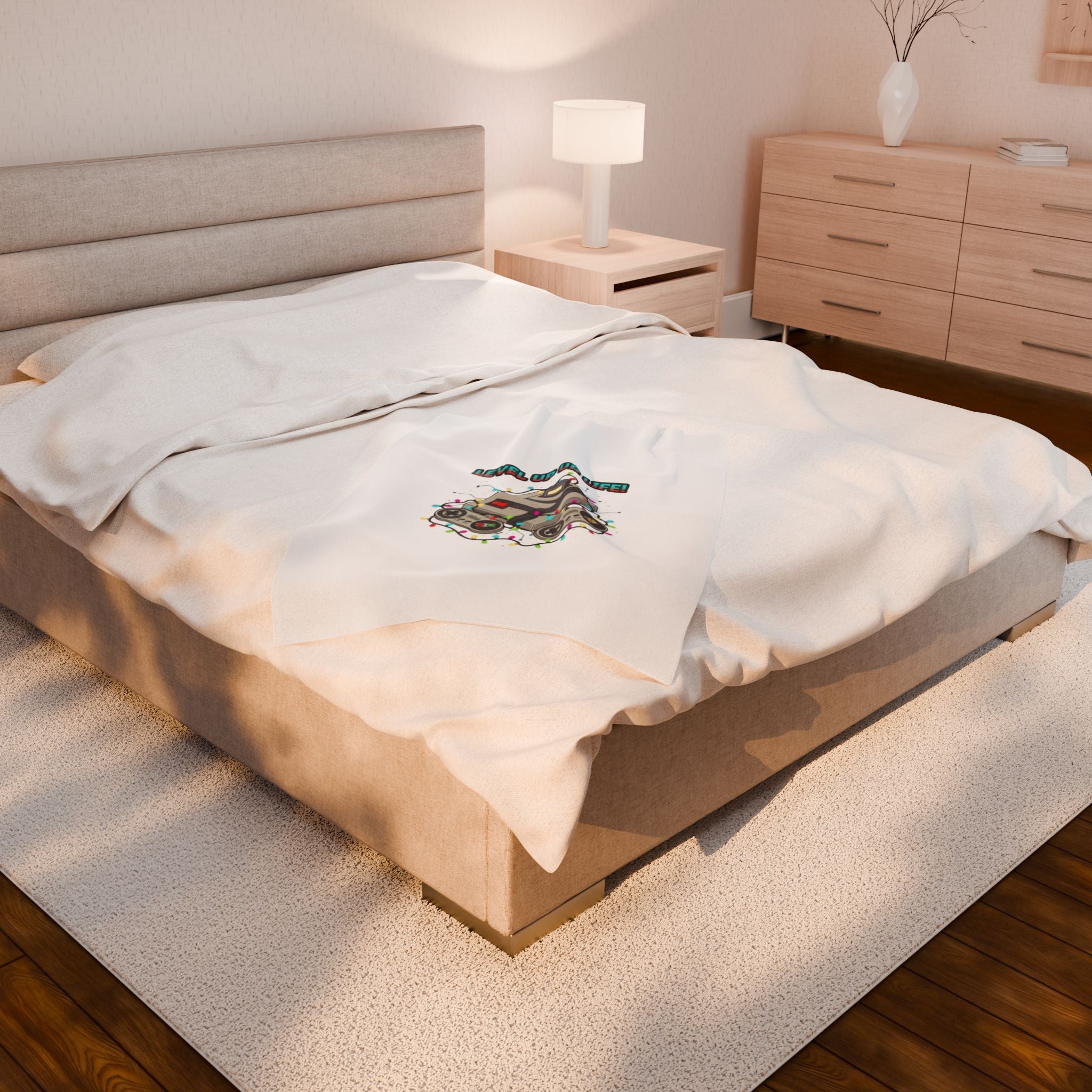 Level Up Ur Life Retro Console Plush Blanket | Gamer Holiday, Pixel Art