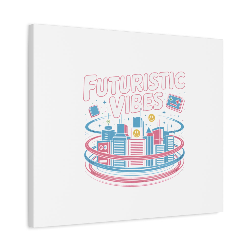 Futuristic Vibes Canvas, Y2K cyber holo aesthetic, retro tech print