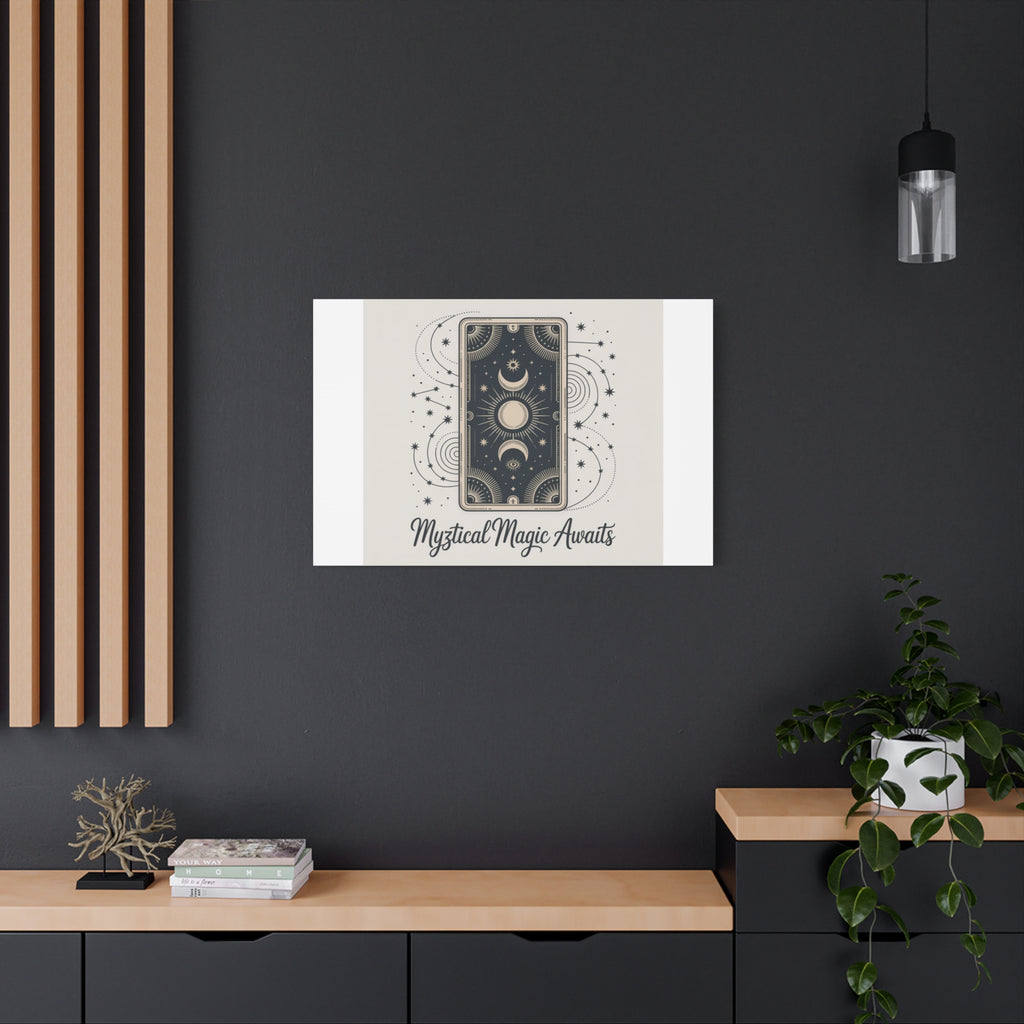 Mystical Magic Awaits Canvas Wall Art — Tarot Moon Sun Spiritual Decor