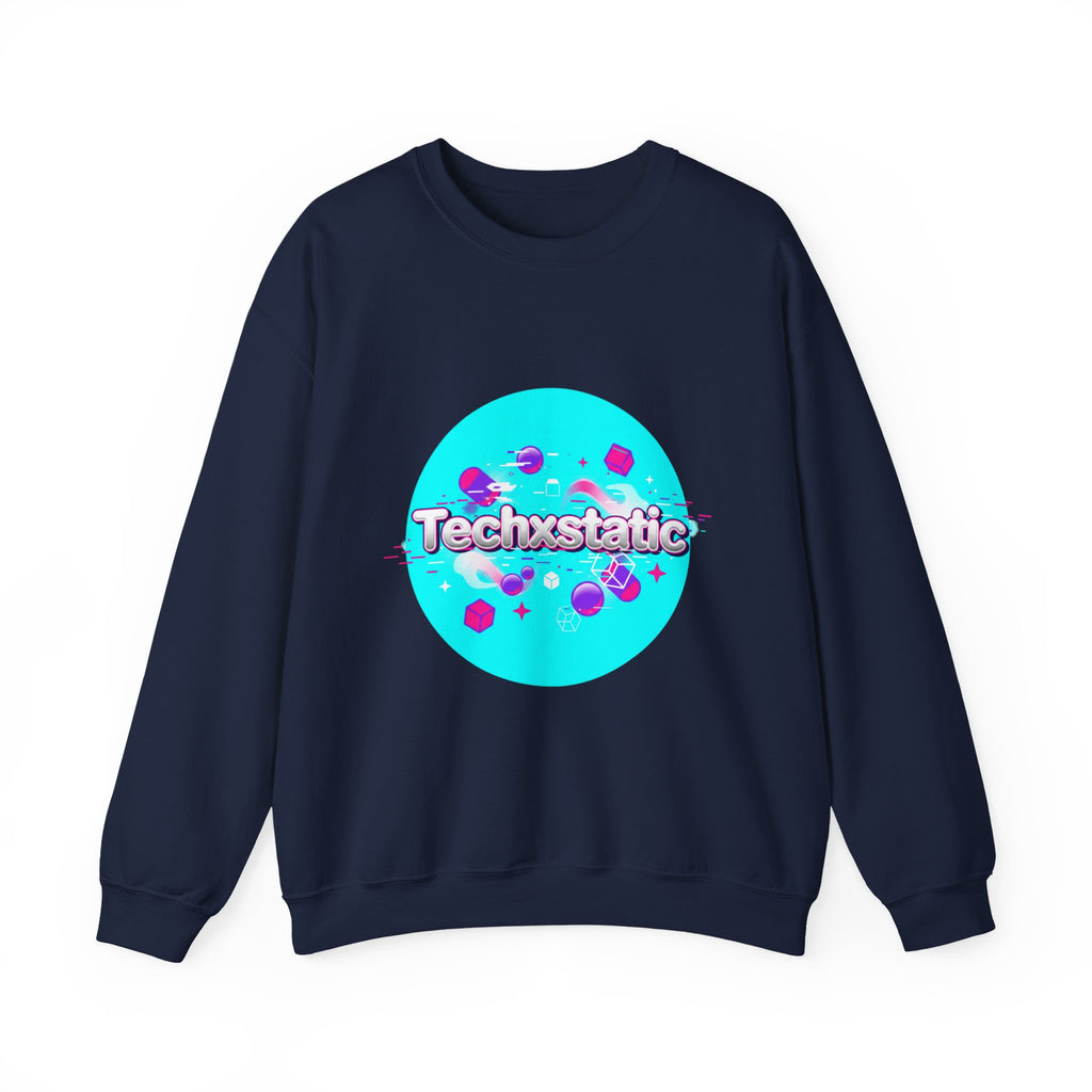 Techxstatic Chrome Logo Crewneck Sweatshirt | Y2K cyber holo aesthetic